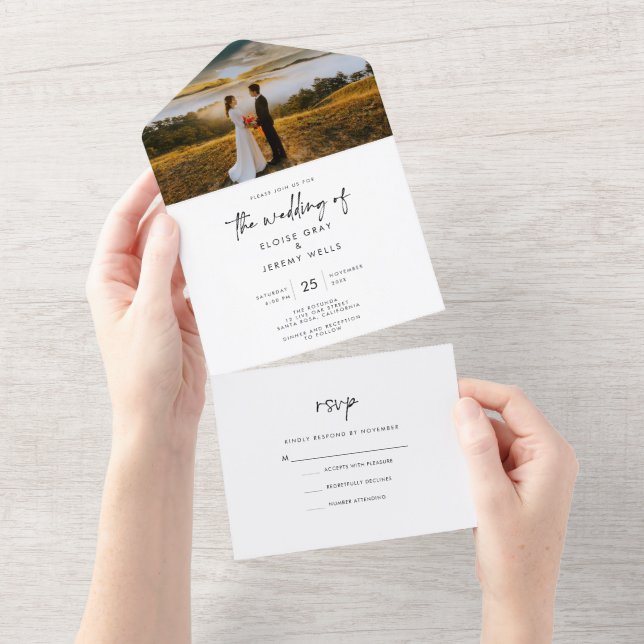 Faire-Part de Mariage Tout en Un Bohème (Déchirure)