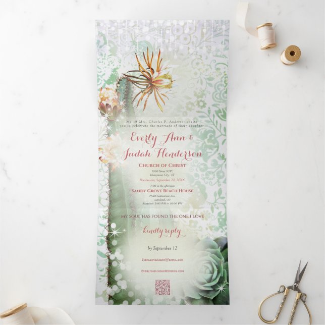 Faire-Part de Mariage Tout en Un Cactus Plante Suc (Intérieur)