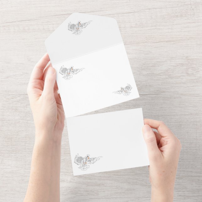 Faire-Part de Mariage Tout-en-Un : Colombes (Déchirure)