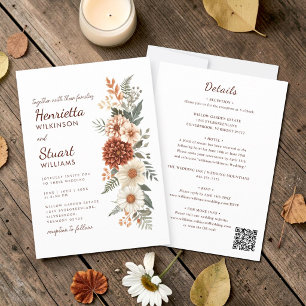 Faire-part de mariage tout-en-un Earth Tones Flora