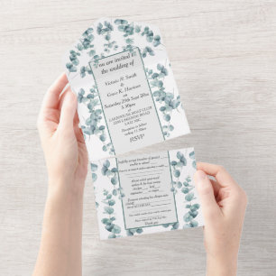 Faire-part de mariage tout-en-un - Eucalyptus arge