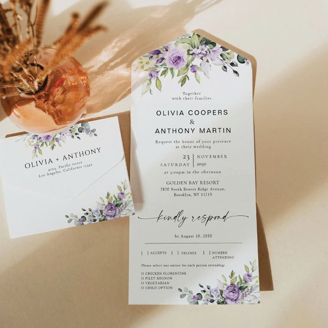 Faire-part de Mariage Tout en Un Fleur Romantique  (Créateur téléchargé)
