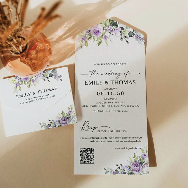 Faire-part de Mariage Tout en Un Fleur Romantique  (Créateur téléchargé)