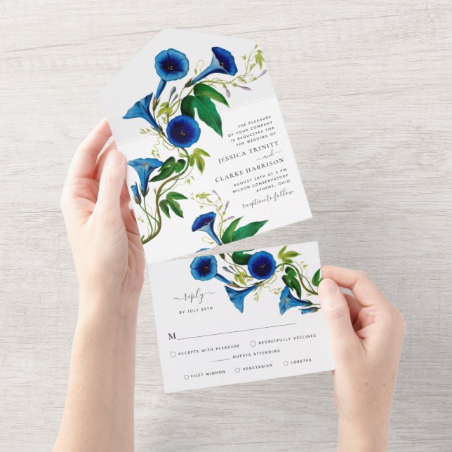 Faire-part de mariage tout-en-un floral botanique  (Déchirure)