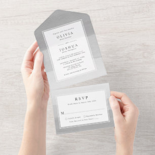 Faire-part de mariage tout-en-un gris moderne