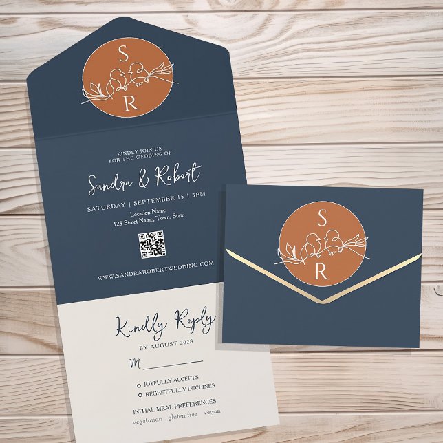 Faire-part de mariage tout-en-un monogramme en ter (Créateur téléchargé)