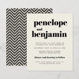 Faire-part de mariage tout-en-un noir Groovy 70 Bu