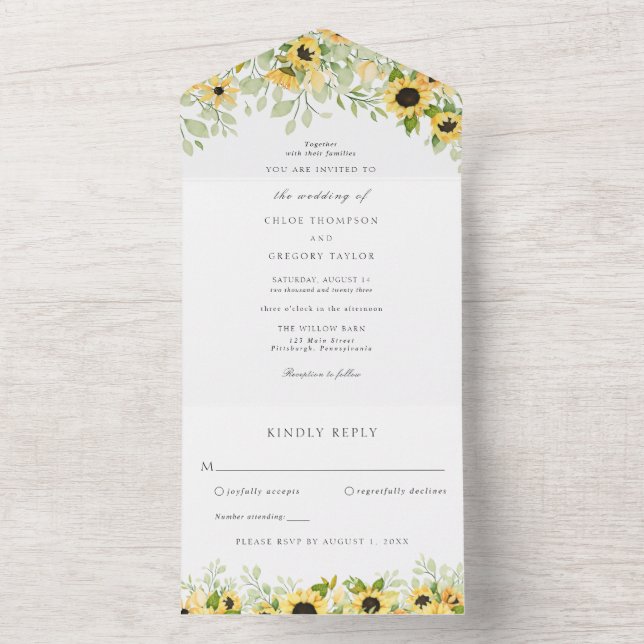 Faire-part de mariage tout-en-un pour le soleil d' (À l'intérieur)
