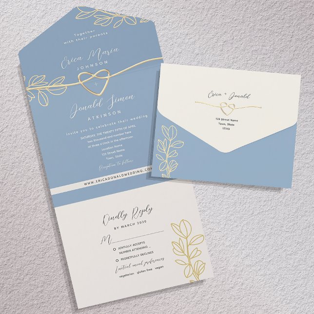 Faire-part de mariage tout-en-un printemps bleu po (Créateur téléchargé)