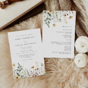 Faire-part de mariage tout-en-un Rustic Wildflower