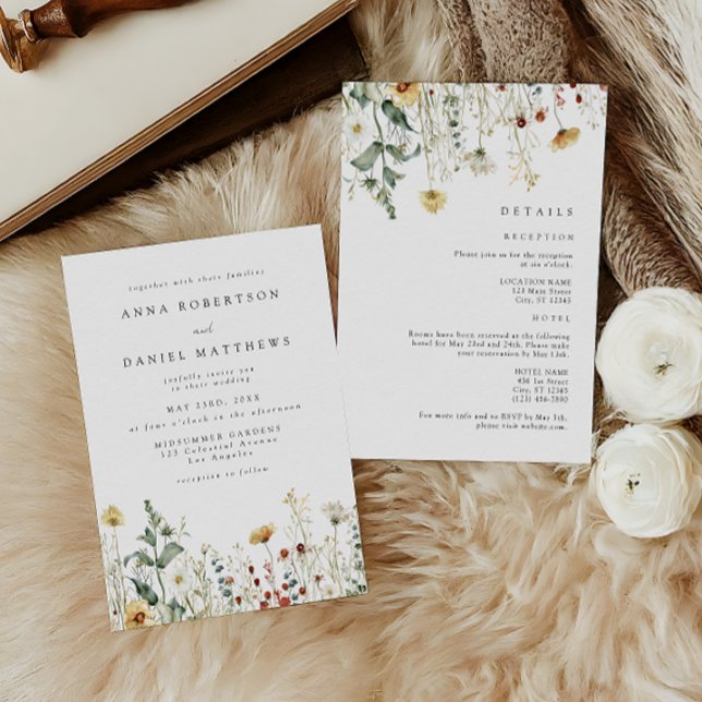 Faire-part de mariage tout-en-un Rustic Wildflower (Créateur téléchargé)