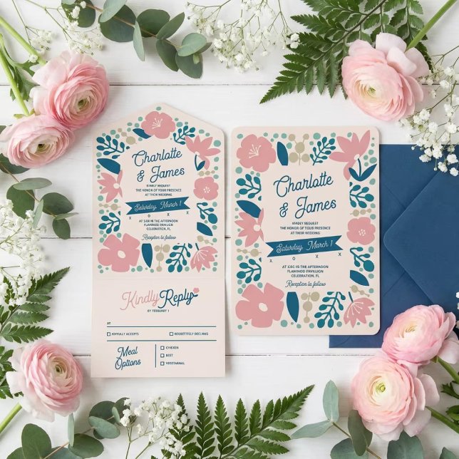 Faire-part de mariage tout-en-un Spring Pastel Pet (Créateur téléchargé)