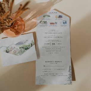 Faire-Part de Mariage Tout en Un Vignoble Montagna