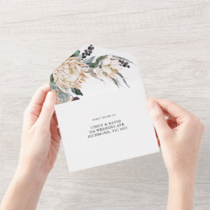 Faire-part de mariage tout-en-un White King Protea