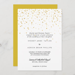 Faire-part de mariage traditionnelle Gold Confetti