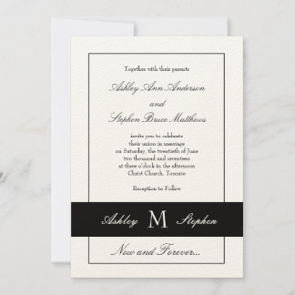 Faire-part de mariage traditionnelle noire| Monogr