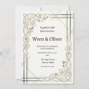 Faire-part de mariage trèfle chardon irlandais éco