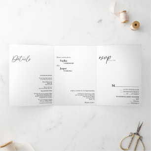 Faire-part de mariage Tri-Fold classique moderne