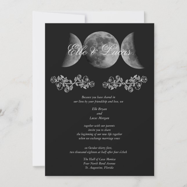 Faire-part de mariage triple lune (Devant)