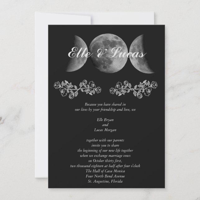 Faire-part de mariage triple lune (Devant)
