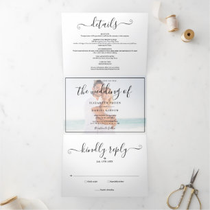 Faire-part de mariage triptyque avec photo et écri