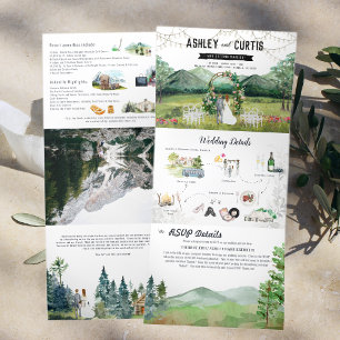 Faire-part de mariage triptyque de montagne forest