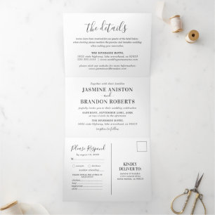 Faire-part de mariage triptyque minimaliste tout-e