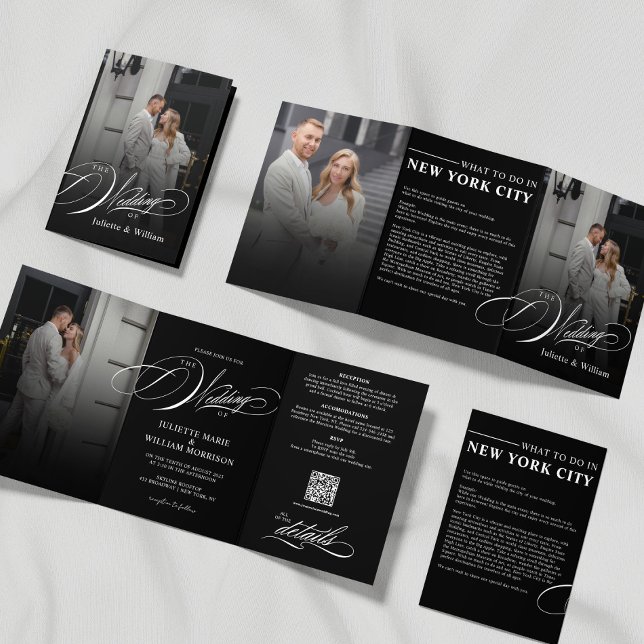 Faire-part de mariage triptyque photo élégant roma (Créateur téléchargé)