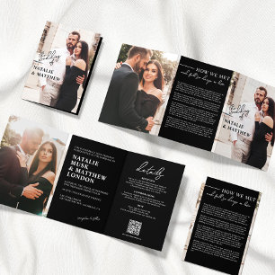 Faire-part de mariage triptyque photo moderne