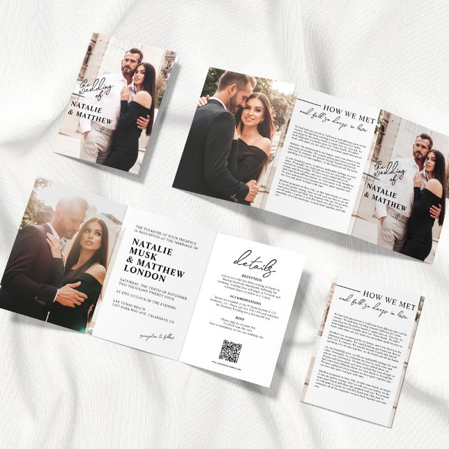 Faire-part de mariage triptyque photo moderne (Créateur téléchargé)