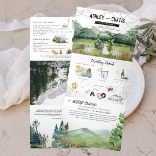 Faire-Part de Mariage Triptyque Rustique Forêt Mon