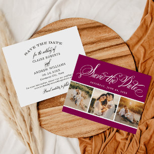 Faire-part de mariage trois photos calligraphie Ma