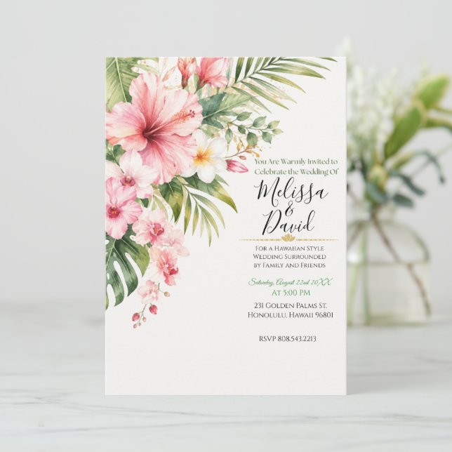 Faire-part de mariage tropical (Debout devant)
