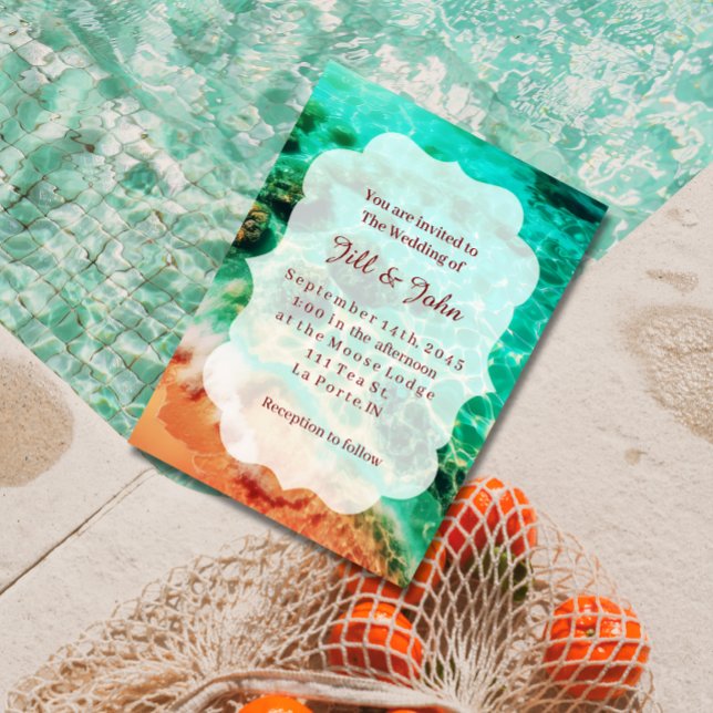 Faire-part de mariage tropical à bord de la plage  (Créateur téléchargé)