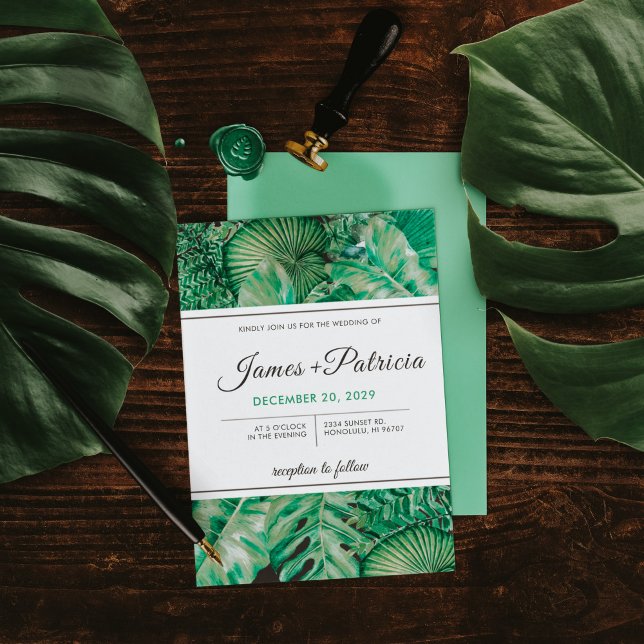 Faire-part de mariage tropical à conserver  (Créateur téléchargé)