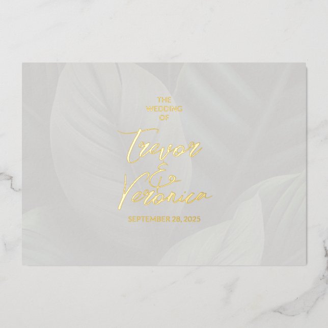 Faire-Part de Mariage Tropical Chic en Papier d'Al (Recto)
