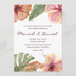 Faire-part de mariage tropical de destination
