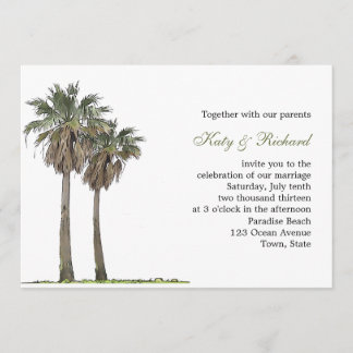 Faire-part de mariage tropical de palmiers