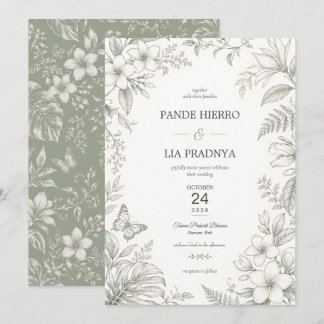 Faire-part de mariage tropical Plumeria de Bali