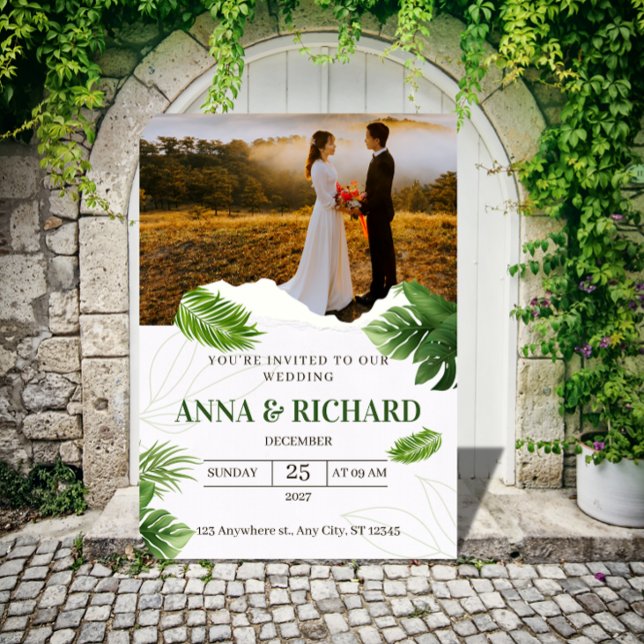 Faire-part de mariage tropical romantique (Créateur téléchargé)