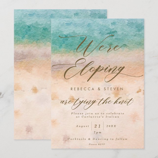 faire-part de mariage tropical sur la plage (Devant / Derrière)