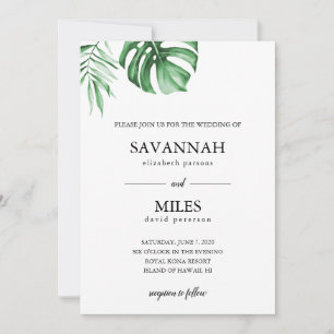 Faire-part de mariage tropicale en feuille de palm