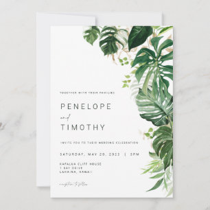 Faire-part de mariage tropicale moderne Monstera F