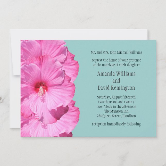 Faire-part de mariage tropicale (turquoise) (Devant)