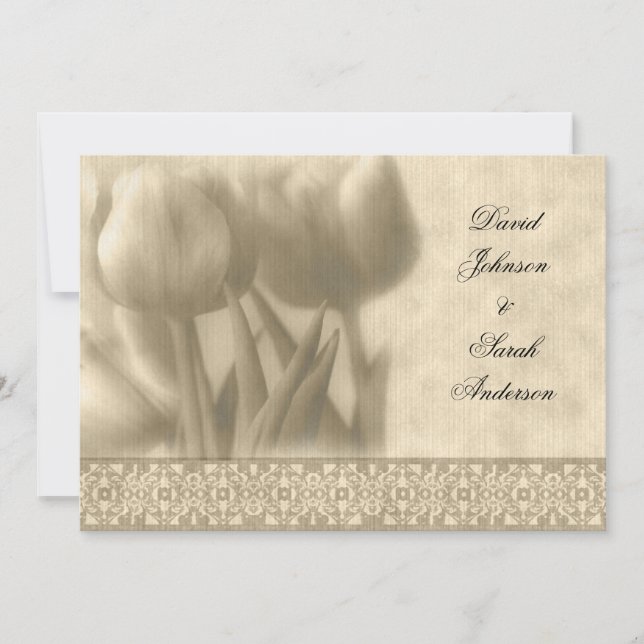 Faire-part de mariage Tulipe vintage (Devant)