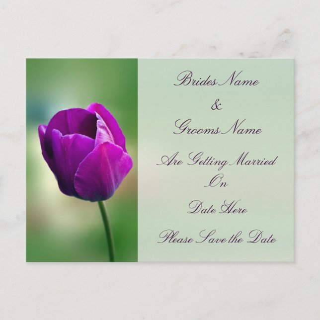 Faire-part de mariage Tulipe violette (Devant)