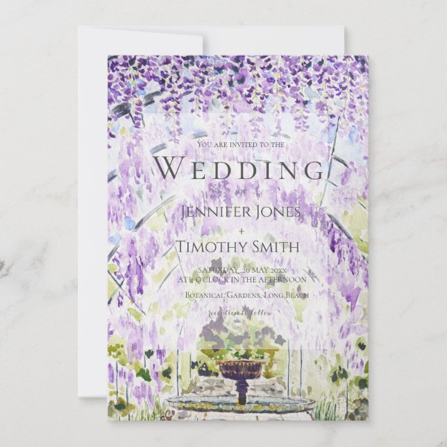 faire-part de mariage tunnel de glycine violette (Devant)