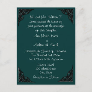Faire-part de mariage Turquoise avec angles noirs