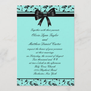 Faire-part de mariage Turquoise Bleu Noir Tourbill