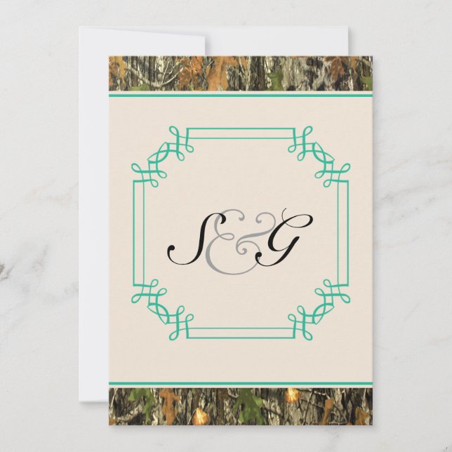 Faire-part de mariage Turquoise de chasse rustique (Devant)